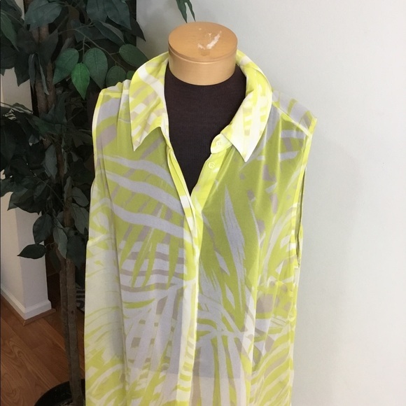 Lane Bryant semi sheer sleeveless hidden button down blouse Woman’s 26 - Picture 1 of 14